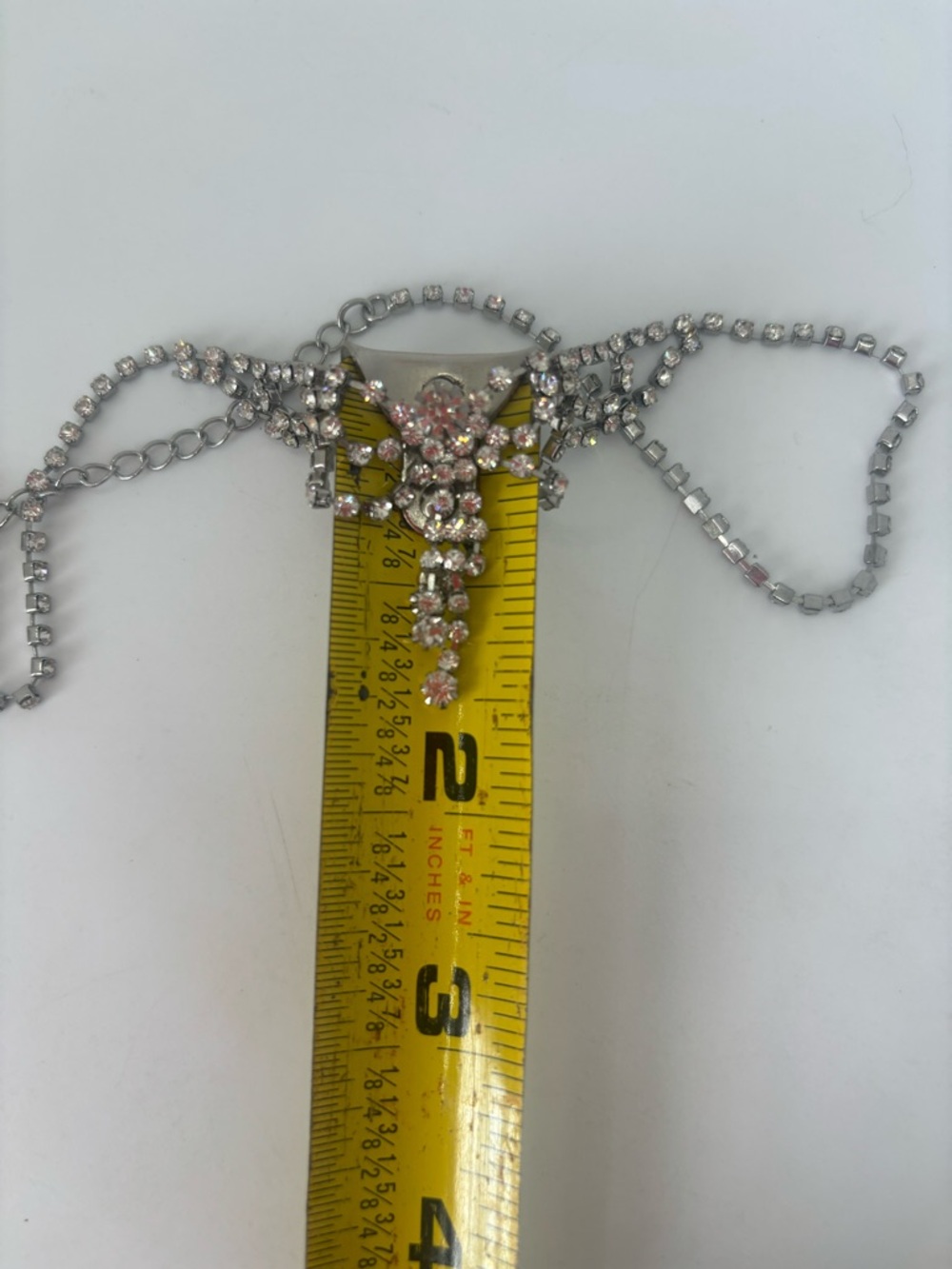 Vintage Silver Crystal Drop Necklace - Picture 7 of 8